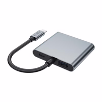 "Tech-Protect" HB08 4in1 USB-C + USB2.0 + 2 x HDMI 4K 60HZ adapteris - pilkas