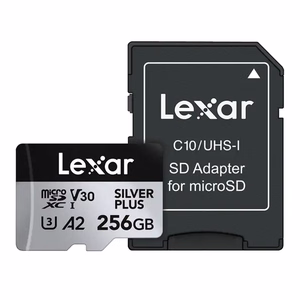 „Lexar High-Performance Silver Plus“ microSDXC atminties kortelė, 256 GB + adapteris