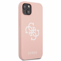 Guess GUHCP13SLS4GWPI iPhone 13 mini 5.4 silikoninis 4G logotipo kietasis dėklas - rožinis