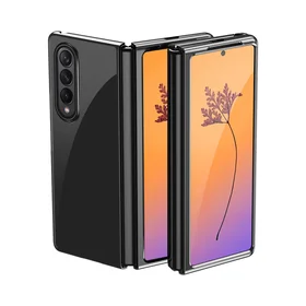 Plating dėklas telefonui Samsung Galaxy Z Fold 4 su metaliniu rėmeliu juodas