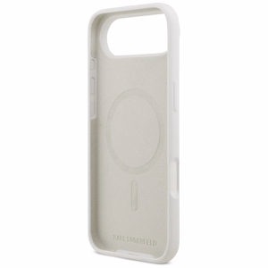 KARL LAGERFELD dėklas telefonui IPHONE 17 Air suderinamas su Magnetine KLHMP17MSKIGROH (Silicone W/ KL Sketch & Logo) baltas