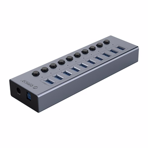 "Orico BT2U3-10AB" 10x USB-A 3.0 šakotuvas su jungikliais - pilkas