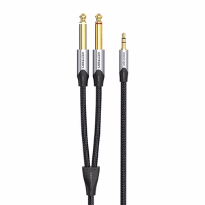 Garso kabelis mini lizdas 3.5mm į 2x lizdas 6.35mm kištukas Vention BARHK 8m