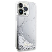 Guess GUHCP14XLCSGSGH iPhone 14 Pro Max 6.7" baltas/baltas kietas dėklas Liquid Glitter Marble
