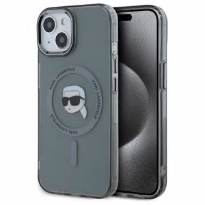 Karl Lagerfeld KLHMP15SHLSKIK iPhone 15 6.1" juodas kietasis dėklas IML Metal Karl Head Magnetinis (MagSafe)