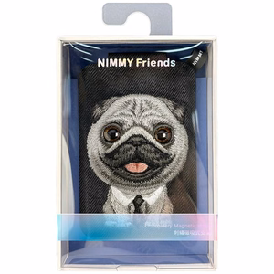 Nimmy New Big-Eye Cute Pets 2.0 Dog magnetinis „MagSafe“ kortelių dėklas telefonui su stovu – juodas