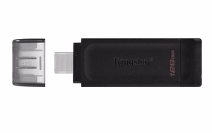 Kingston Technology DataTraveler 70 USB atmintukas 128 GB C tipo USB 3.2 Gen 1 (3.1 Gen 1) Juoda