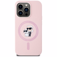 Karl Lagerfeld silikoninis Karl&Choupette Magnetinis dėklas telefonui iPhone 14 Pro Max - rožinis