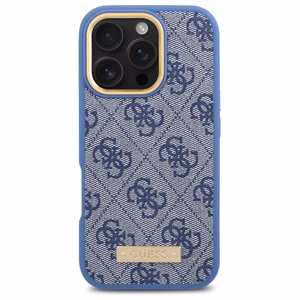 Guess 4G Logo Plate MagSafe iPhone 16 Pro Max dėklas - Blue