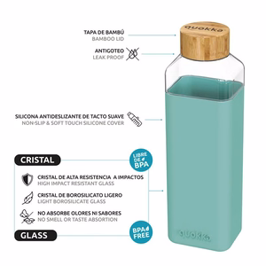 Quokka Storm stiklinė gertuvė, 700 ml, žalsvai mėlyna