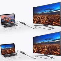 Choetech kištuko adapteris USB Type C Thunderbolt 3 (40Gbps) - 2x DisplayPort 4K 60Hz juodas (HUB-D03)