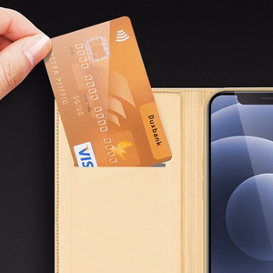 DUX DUCIS Skin Pro knygos stiliaus dėklas telefonui iPhone 13 mini (m) - auksinis (m)