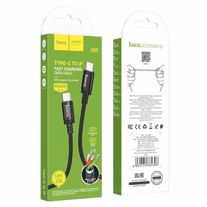 Kabelis USB C į Lightning Hoco PD 20W 1 m X89 juodas