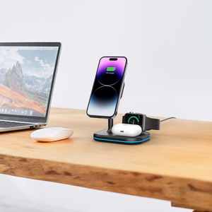 Tech-Protect QI15W-A27 3-in-1 indukcinis įkroviklis su MagSafe stovu išmaniajam telefonui / Apple Watch / AirPods - juodas