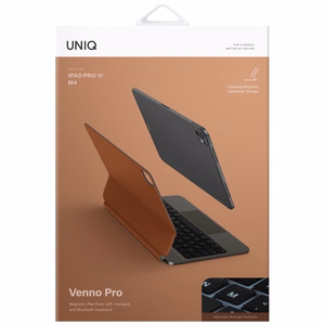 Uniq Venno Pro Magnetinis Išmanusis Klaviatūros Dėklas planšetei iPad 11in 2025 / iPad Air 11in 2024 / 2025 / iPad Pro 11in 2018 / 2020 / 2021 / 2022 / 2024 - rudas