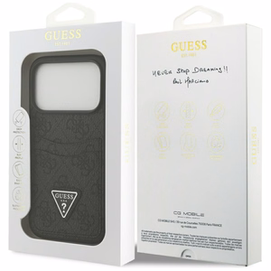 Guess 4G Nauble Card Triangle dėklas iPhone 17 Pro - juodas