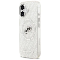Karl Lagerfeld IML Blizgantis Karl & Choupette Heads Logo magnetinis dėklas telefonui iPhone 17 - pilkas