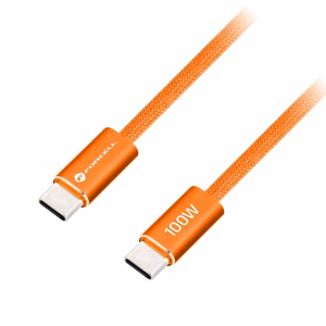 Laidas USB C į USB C Forcell F-Energy QC4.0 PD 5A 100W Cafule Flat 1,2 m CCFN23 oranžinis
