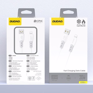 Dudao L25SL 30W USB-A - Lightning laidas su minkštu silikoninu apvalkalu 1m - baltas