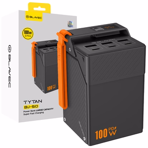 Blavec BJ-50 Tytan išorinė baterija, 50 000 mAh, 100 W, 3× USB-C + 3× USB-A (PBBJ50C), juoda
