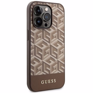 Guess GUHMP14LHGCFSEW iPhone 14 Pro 6.1" rudas/rudas kietas dėklas GCube Stripes MagSafe