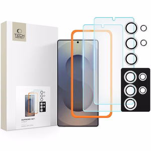 Tech-Protect Supreme rinkinys Samsung Galaxy S25 Ultra 2x grūdintas stiklas ekranui / grūdintas stiklas kamerai - skaidrus