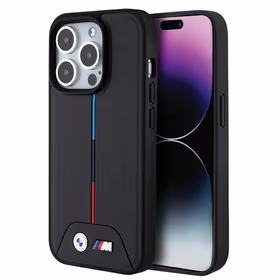 BMW dygsniuotas trispalvė Magnetinis dėklas telefonui iPhone 15 Pro - juodas