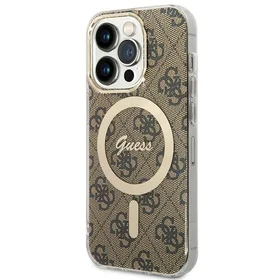Guess IML 4G magnetinis dėklas telefonui iPhone 15 Pro - rudas