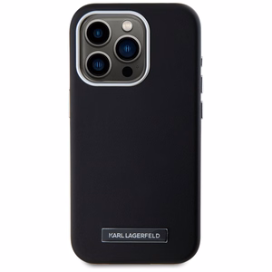 Karl Lagerfeld FW Metal Plate Magnetinis iPhone 15 Pro Max dėklas - juodas