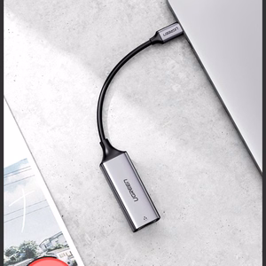 Ugreen išorinis tinklo adapteris RJ45 - USB Type C (1000 Mbps / 1 Gbps) Gigabit Ethernet pilkas (CM199)