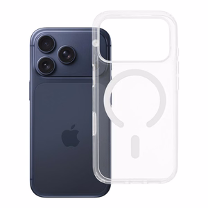 „Clear Mag Cover Elite STR“ dėklas, skirtas „iPhone 17 Pro / 18 Pro“, suderinamas su „MagSafe“, iš negelstančios medžiagos, su „Camera Control“ mygtuku – skaidrus