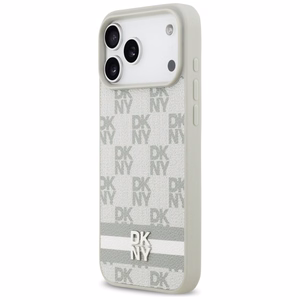 DKNY languotas su atspausdintomis juostelėmis dėklas telefonui iPhone 17 Pro Max - smėlinis