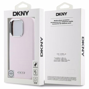 DKNY skystas silikoninis su mažu metaliniu logotipu Magnetinis dėklas telefonui iPhone 16 Pro Max - rožinis