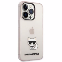 Karl Lagerfeld KLHCP14LCTTRI iPhone 14 Pro 6.1 kietasis dėklas rožinis permatomas Choupette Body