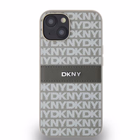 DKNY odinis mono juostelės ir metalinis logotipas dėklas iPhone 15/14/13 - smėlio spalvos