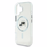 Karl Lagerfeld IML Metal Karl&Choupette Head magnetinis dėklas telefonui iPhone 16 Plus - baltas