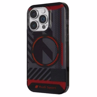 Audi IML Sportinis Magnetinis dėklas telefonui iPhone 14 Pro Max 6.7" juodas/juodas kietas dėklas AU-IMLMIP14PM-RSQ/D2-BK