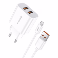 Greitas įkroviklis Foneng 2x USB EU45 12W + USB Micro kabelis
