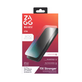 ZAGG InvisibleShield Glass XTR4 apsauginis stiklas su grafenu ir mėlynos šviesos filtru iPhone 15/16 telefonui