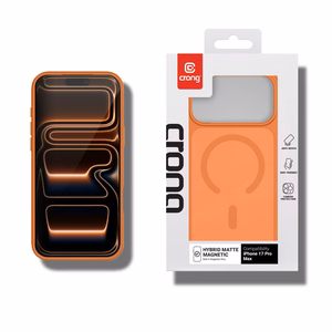 Crong Hybrid Matte Magnetic MagSafe dėklas, skirtas iPhone 17 Pro Max, oranžinis