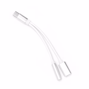 Adapteris AUX 2in1 Type-C į Type-C / 3,5 mm lizdas – baltas