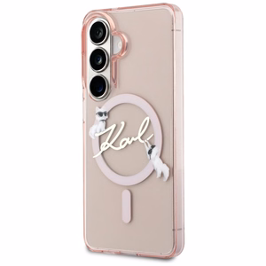 Karl Lagerfeld dėklas IML KC Script MagSafe skirtas Samsung Galaxy S26 rožinis