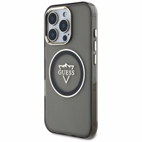 Guess IML Metal Mountain Logo Magnetinis iPhone 16 Pro dėklas - juodas