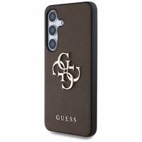 Guess Grained Big 4G Logo Small Classic Logo dėklas telefonui Samsung Galaxy S25 Plus rudas
