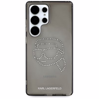 Karl Lagerfeld dėklas telefonui su kalnų krištolais Karl Head logotipu Samsung Galaxy S25 Ultra juodas
