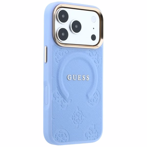 Dėklas, skirtas IPHONE 18 Pro/17 Pro suderinamas su „MagSafe“ (Saffiano Peony Ring) (spalva: šviesiai mėlyna)