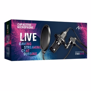 Condenser Microphone Art on a boom arm with membrane AC-03 black