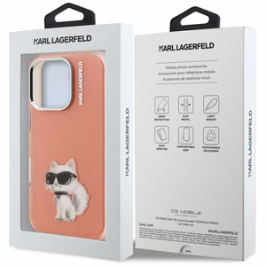 Karl Lagerfeld IML Aquarelle Choupette & Logo iPhone 16 Pro deklas - rozinis