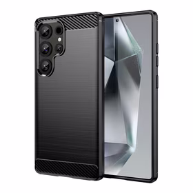 Samsung Galaxy S25 Ultra - anglies pluošto dėklas – juodas