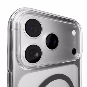 Puro Lite Mag TPU+PC dėklas telefonui suderinamas su MagSafe iPhone 17 Pro Max - skaidrus su pilku žiedu